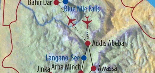Karte Reise Äthiopien Am Horn von Afrika 2022/23