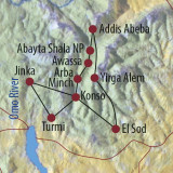 Karte Reise Äthiopien Völker des Südens 2022/23