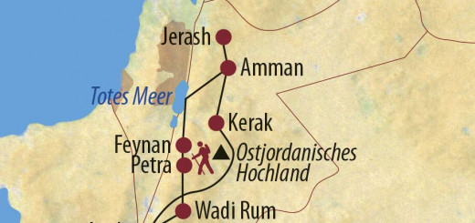 Karte Reise Jordanien Auf den Spuren der Nabatäer 2022/23