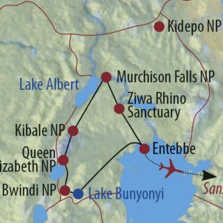 Karte Reise Uganda Best of Uganda und Murchison-Nationalpark 2022/23