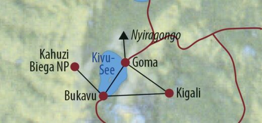 Karte Reise Ruanda • Demokratische Republik Kongo Gorillas und Vulkane – Höhepunkte des Ostkongo 2022/23