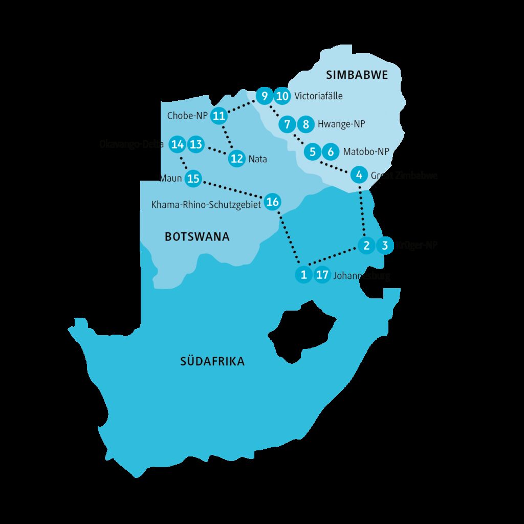 Studienreise Botswana, Südafrika & Simbabwe 2024 | Erlebnisreisen-Afrika.de