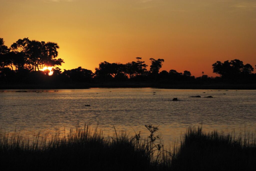 Sonnenuntergang im Okavango-Delta