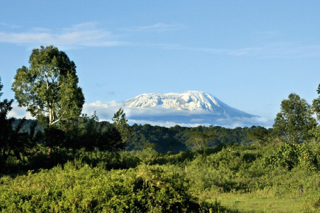 Arusha NP mit Kilimanjaro im Hintergrund